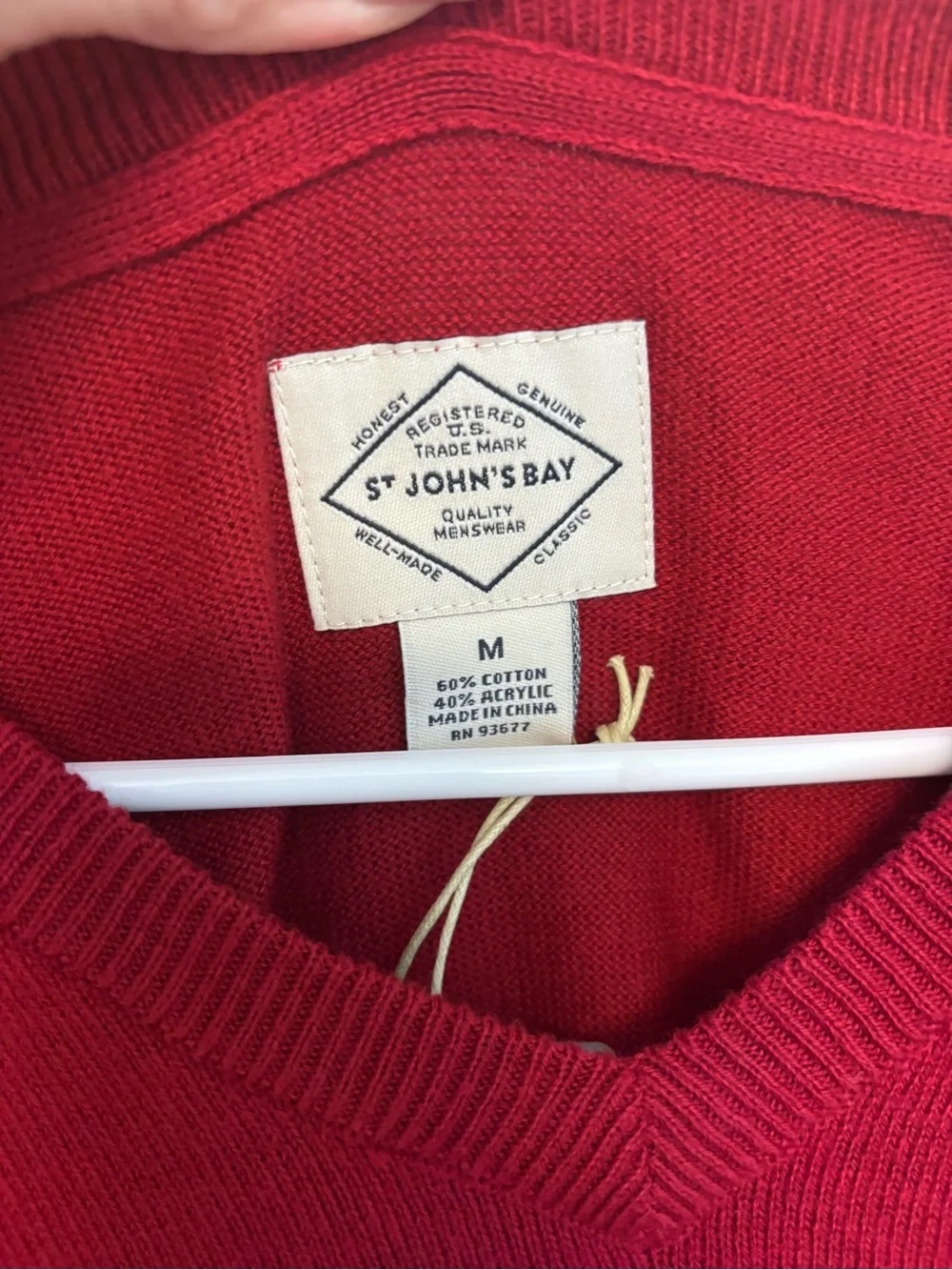 St. John's Bay Men's V-Neck Sweater - Burgundy Red